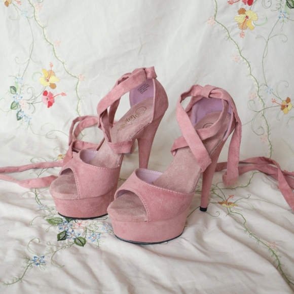 Pink Velvet Ballerina Pleasers - Picture 9 of 15